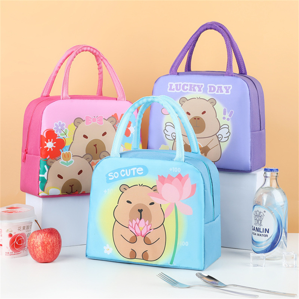 Cartoon Capybara Lunch Bag Ins - Tote Bag Sublimation 评论和价格