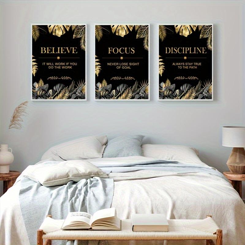 3pcs gold, leaves, text - Mode - Canvas Wrap Ready 评论和价格