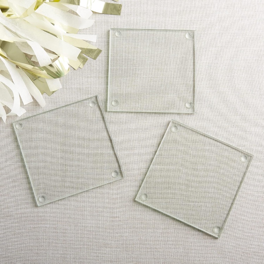 Clear Glass Drink Coasters Set - Coaster Sublimation Blank 评论和价格