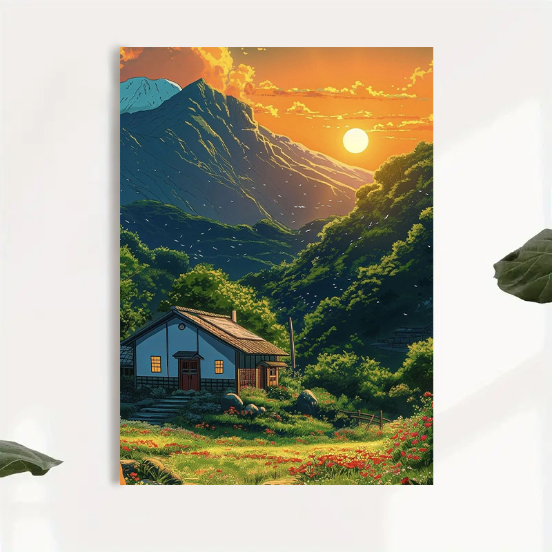 1pc Mountain Cabin Sunset Canv - Canvas Wrap Ready 评论和价格